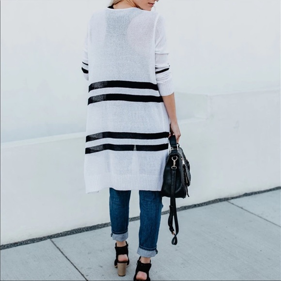 💝Classic Striped Longline Cardigan - Picture 3 of 5